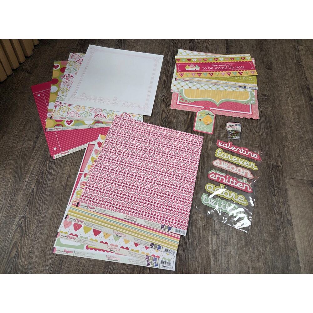 WE R MEMORY KEEPERS Scrapbook Kit Pink Hearts Valentine Paper Stickers